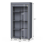 Portable Closet, Wardrobe Closet with 6 Storage Shelves and 2 Hanging Rods, Non-Woven Fabric Cover, 34.6 x 17.7 x 66.1 Inches Closet Organizer for Bedroom, Gray - size: Medium