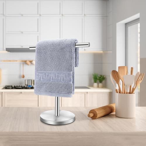 T-Shape Bath Hand Towel Holder Stand, Stainless Steel Free Standing Hand Towel Rack, for Bathroom Kitchen & Countertop, Silver, 2 Pack - color: Silver-2 Pack