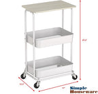 Simple Houseware 2-Tier Rolling Utility Cart with Lockable Wheels and Wood Top, Metal Storage Organizer Trolley for Kitchen, Bathroom, Office, Craft Room, Maple - color: Maple