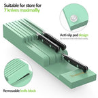 Bamboo Kitchen Drawer Organizer, Expandable Silverware Organizer with Removable Knife Block, 6-8 Slots- Utensil Holder & Cutlery Tray Drawer Dividers, 2.36" Deep for Extra Capacity, Cyan - color: Cyan
