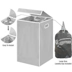Simple Houseware Foldable Laundry Hamper Basket with Lid and Removable Bag, Gray - color: Grey