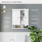 MCS 23x26 White Medicine Cabinet Organizer, Wall Mounted Bathroom Cabinet for Over-The-Toilet Storage, Bathroom Furniture & Restroom Organizer - size: 23x26 2-Door