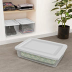 Sterilite 12 Pack Storage Boxes, Clear Plastic Stackable Containers, Lightweight Home Organizers with Snap Lids, 20 Quart, White - size: 20 Quart, style: 12 Pack