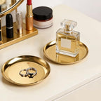 2 Pack 4 Inch Small Gold Tray, Palm-Sized Gold Jewelry Tray,Small Stainless Steel Tray for Jewelry, Vanity, Kitchen, Bathroom