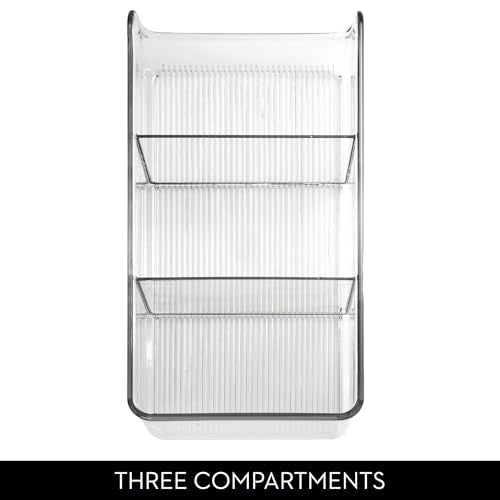 iDesign Stackable 3-Section Divided Storage Bin for Pantry, Fridge, or Cabinet - Set of 2 - Clear - style: Pack of 2