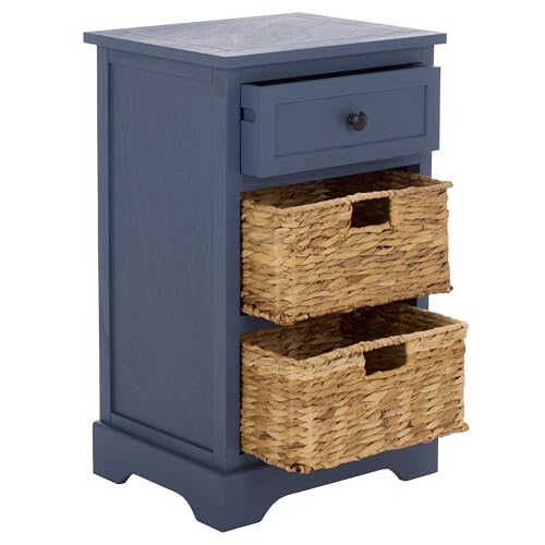 SAFAVIEH Home Collection – Carrie Blue 3-Drawer Storage Side Table, Mixed-Material Cottage Design, Fully Assembled (AMH5700K) - color: Blue