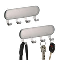 iDesign Self-Adhesive Stainless Steel Key Rack with 4 Hooks - Key Holder for Wall, Set of 2, Brushed - style: Pack of 2