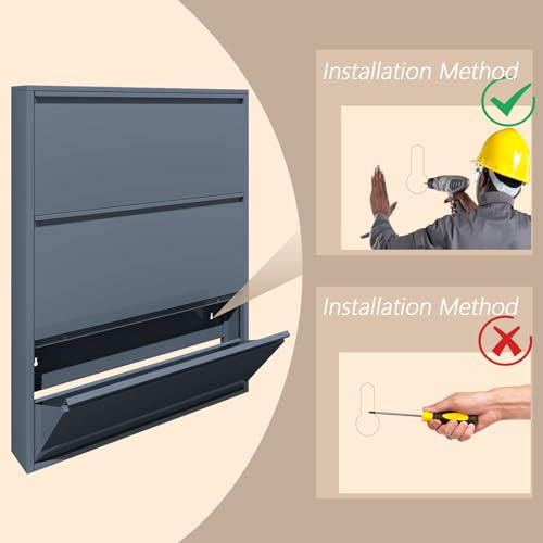 LUCYPAL Shoe Storage Cabinet with 3 Flip Drawers,Freestanding Organizer Metal Wall Shoe Cabinet for Entryway, Narrow Shoe Rack Cabinet for Living Room,Blue - color: Blue, size: 3 Flip Drawers