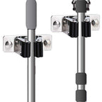 Mop and Broom Holder Wall Mount, 2PCS Heavy Duty Stainless Steel Broom Hanger Wall Mounted Broom Organizer Garage Organization Tool Organizer Storage for Laundry Room Home Garden Garage