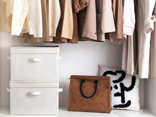 StorageWorks Closet Storage Bin with Lids, Decorative Storage Boxes with Handles, Fabric Storage Bins for Clothes, Jumbo, Mixing of Beige, White & Ivory, 2-Pack - color: Beige, White & Ivory, size: Jumbo
