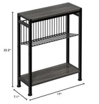 End Table for Small Space, 3-Tier Narrow Side Table with Magazine Holder,Slim Nightstand, Skinny Snack Couch Table in Living Room, Bedroom Study and Balcony (Grey) - color: Grey