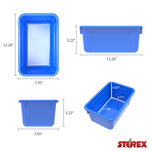 Storex 62414U05C Small Cubby Bin, Plastic Storage Container Fits Classroom Cubbies, Pack of 5, 12.2" x 7.8" x 1" (Assorted colors) - color: Assorted Primary Colors, style: Bin Only