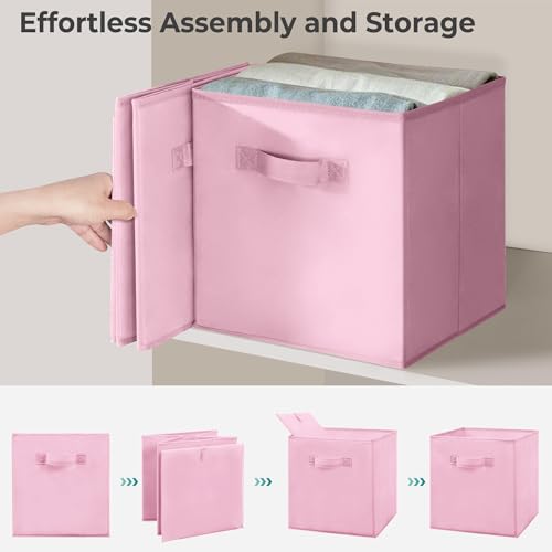 11x11 Storage Bins, Set of 4 Storage Cubes, Collapsible Cube Storage Box, Fabric Closet Organizers with Handles for Home, Office, Closet Shelf Cabinet, Bookcase, Multi-Color - color: Multi-Color, size: 4 Pack