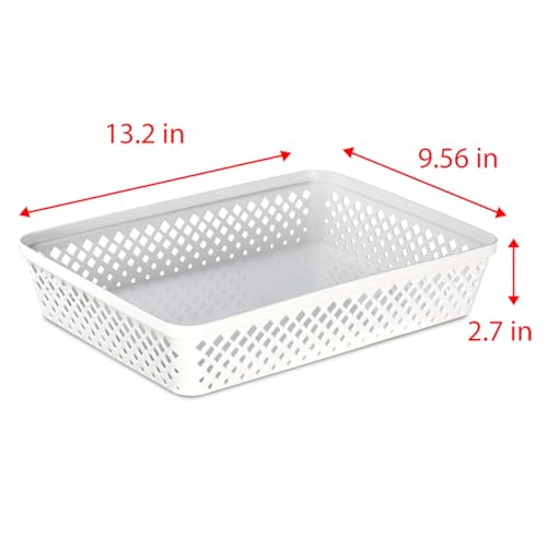Glad Plastic Storage Basket Set - Multipurpose Drawer Trays, Kitchen Pantry Containers, and Bathroom Bins - 3 Pack Large Organizers, White - color: White, size: Large