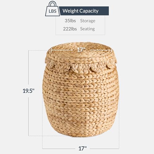Best Choice Products Scalloped Multipurpose Hyacinth Storage Basket, Plant Décor, Handwoven Organizer Tote for Bedroom, Living Room, Nursey, w/Lid - Natural - color: Scallop, Natural