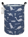 FANKANG Storage Basket, Nursery Hamper Canvas Laundry Basket Foldable with Waterproof PE Coating Large Storage Baskets for Kids Boys and Girls, Office, Bedroom, Clothes,Toys(Blue dinosaur) - color: Blue dinosaur