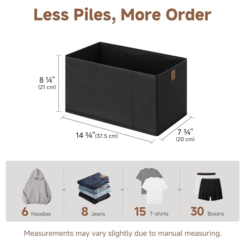 StorageWorks Fabric Storage Bins, Narrow Baskets for Storage, Small Baskets for Organizing with PU Handle, Suitable for Clothes, Books, and Toys, Black, 4-Pack - color: Black, size: 7.75'' Width (4 Pack)