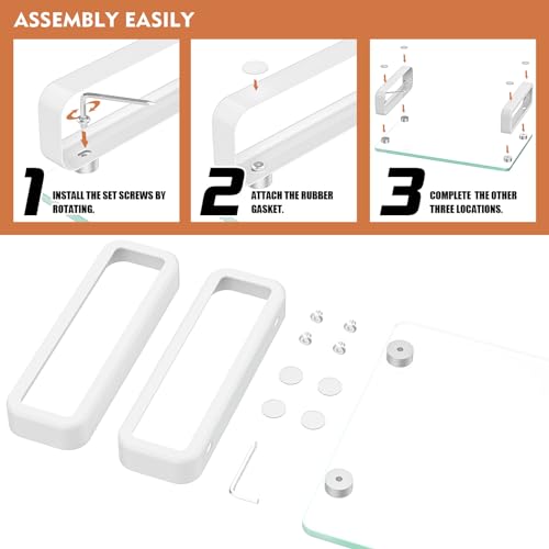 Hemudu 2 Pack Computer Monitor Stand Riser Multi Media Desktop Stand for Flat Screen LCD LED TV, Laptop/Notebook, with Tempered Glass and Metal Legs,HD02T-201 - size: Dual Monitor stand