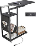 Colima C Shaped End Table with Charging Station (Black, Extra Large) - color: Black