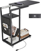 Colima C Shaped End Table with Charging Station (Black, Extra Large) - color: Black