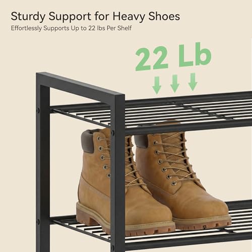 Nunsino Narrow Shoe Rack, 10-Tier Metal Shoe Organizer,Tall Shoe Shelf with Anti-Tip Strap, Max Holds 20 Pairs,Space Saving for Closet,Entryway,Black - color: Black, size: 10 Tier