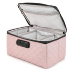 KaAutoler Portable makeup box with Lock, Large Capacity Travel Makeup Case Organizer, Makeup Bags for Girls Traveling With Handle and Divider Makeup Bag (Pink) - color: Pink