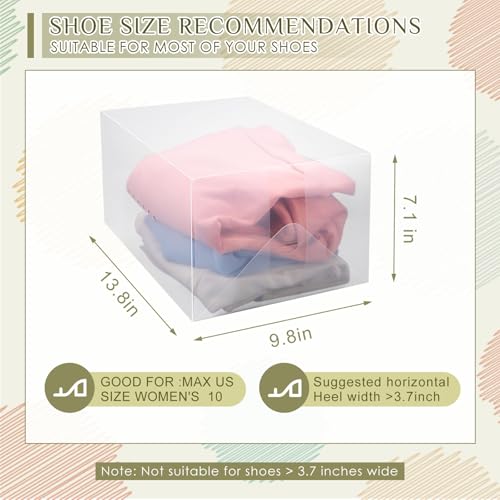 Sintuff 20 Pcs Clear Shoe Boxes Plastic Stackable Clear Shoe Storage Boxes for Women Men Ankle Boots High Heels Rooms Closet(13.8 x 9.8 x 7.1 Inches) - size: 13.8 x 9.8 x 7.1 Inches