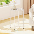 Garden 4 you Small Side Table, White Mini Round End Table, Tray Table with Metal Frame, Modern Nightstand for Living Room, Bedroom, Patio, Small Space, 1PCS - color: White, size: 1 PCS