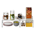 Redrubbit Expandable Metal Rustproof Kitchen Counter & Cabinet Shelf, Chrome, 1 Shelf, Modern Style, Kitchen Storage & Organization Product Accessories - color: Chrome