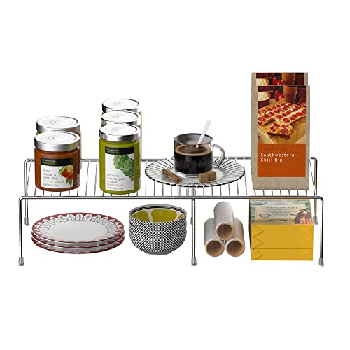 Redrubbit Expandable Metal Rustproof Kitchen Counter & Cabinet Shelf, Chrome, 1 Shelf, Modern Style, Kitchen Storage & Organization Product Accessories - color: Chrome
