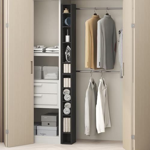 Furinno Fulda 10-Tier Closet Organizers and Storage, Open Shelf, Storage Organizer, 6-Inch Width, for Closet, Bedroom, Blackwood - color: Blackwood, size: 10-Tier; 6"W