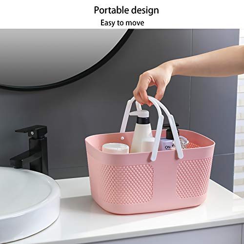 Shower Caddy Basket, Portable Large Capacity Thickened Plastic Organizer Storage Tote with Handles Drainage Toiletry Bag Bin for Bathroom, College Dorm Room Essentials, Kitchen, Camp, Gym, Pink - color: Pink