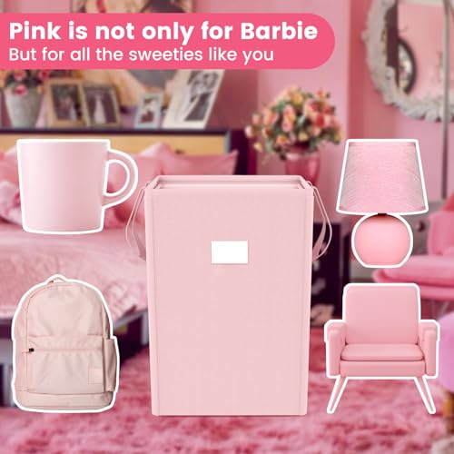 MCleanPin 220L Pink Laundry Hamper Large Collapsible Basket with Laundry Bags, Dirty Clothes Hamper,Laundry Basket with Handles,Washable Laundry Bags,Foldable Dorm Hamper for College (Rose Pink) - color: Pink