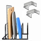 Kitchen Cutting Board Organizer Rack, 5-Slot Storage Holder for Boards, Bakeware, Cookie Sheets (2pc Black) - color: 2pc Black