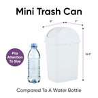 Superio Small 2.5 Gallon Plastic Trash Can with Swing Top Lid, Compact Slim Waste Bin for Under Desk, Office, Bedroom, Bathroom, Dorm Room, 10 Qt. Portable Garbage Can (White) - size: 2.5 Gallon, style: 1 Pack