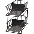 SimpleHouseware 2 Tier Cabinet Wire Basket Drawer Organizer, Brown - color: Brown