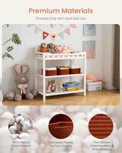 Small Woven Basket, 12 x 8 x 4.5 Inches, Storage Basket for Organizing, Cute Small Rope Shelf Closet Cube Storage Bins Baskets for Shelves, Dog Toy Gift Baskets Empty, 3 Pack Rust Red - color: Rust Red, size: 12"L x 8"W x 4.5"H