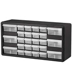 Akro-Mils 26-Drawer Plastic Drawer Storage Cabinet for Garage Organization, Bead Organizer, Building Bricks Storage, Teacher Toolbox, Makeup Organizer, 20" W x 6" D x 10" H, 10726 Black - size: 26-Drawer