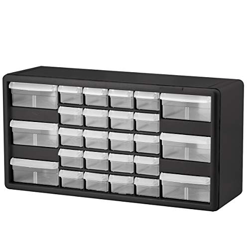 Akro-Mils 26-Drawer Plastic Drawer Storage Cabinet for Garage Organization, Bead Organizer, Building Bricks Storage, Teacher Toolbox, Makeup Organizer, 20" W x 6" D x 10" H, 10726 Black - size: 26-Drawer