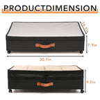 AVOKIHI 2 Pack Under Bed Storage with Wheels (Adjustable Height 7.9"-9.5"), 75L Rolling Underbed Storage Containers, Collapsible Metal Frame & Washable Fabric Drawer for Clothes, Shoes, Blankets