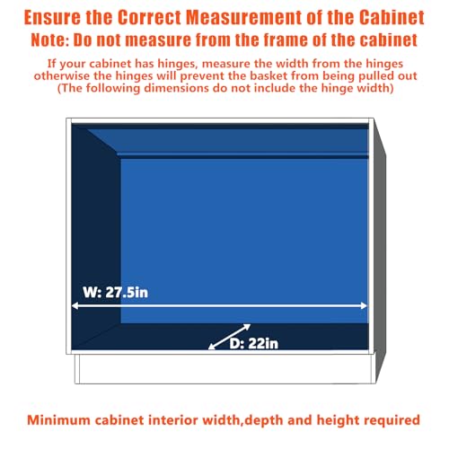 ROOMTEC Pull Out Cabinet Organizer, 27" W x 21.5" D, Heavy Duty Slide Out Kitchen Cabinet Organizers, Neutral - color: 1 Tier, size: 27"W x 21½"D