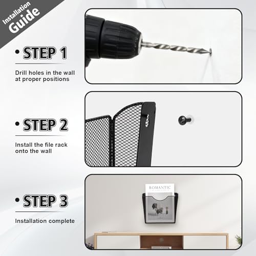 3 Pcs Vertical Wall Mount File Holder Metal Hanging Wall File Organizer Single Pocket Wall File Holder Letter Size Mail Holder Wall Decor Wall Mount Flyer Holder Hanging Magazine Rack for Office Home - size: 3 Pack