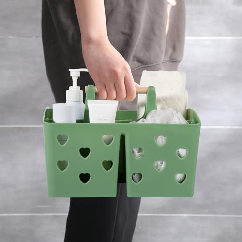 Anyoifax Portable Shower Caddy Plastic Shower Basket Organizer Divided Bathroom Caddy Storage Cleanning Caddy Tote with Handle for College, Dorm Room, Kitchen, Green - color: Green