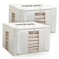 24L Pack Of Two Clothes Storage Bin, Foldable Blanket Storage Bags with Zippers, Under Bed Storage Box, Clear Window and Reinforced Handles, Bed Sheets Storage Box