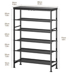 Mavivegue 6 Tier Shoe Rack Organizer, Metal Organizer Shelf with with MDF Top Panel and Layer Fabric, Shoe Rack for Front Door Entrance, Black & Rustic Brown - size: 6 Tier