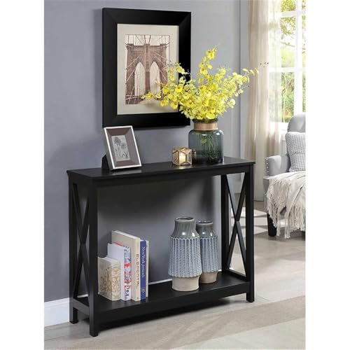Convenience Concepts Oxford Console Table 39.5" - Sofa Table with Storage Shelf, Transitional Entryway Hall Table for Living Room and Bedroom, Display Foyer Table, Black - color: Black