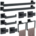 10 Pieces Bathroom Hardware Accessories Set Black, 24Inch Bathroom Towel Rack Set SUS304 Stainless Steel, Square Bath Towel bar Set Heavy Duty, Wall Mounted - color: Matte Black, size: 24" 10pcs