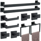 10 Pieces Bathroom Hardware Accessories Set Black, 24Inch Bathroom Towel Rack Set SUS304 Stainless Steel, Square Bath Towel bar Set Heavy Duty, Wall Mounted - color: Matte Black, size: 24" 10pcs