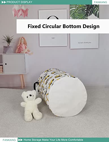 FANKANG Storage Basket, Nursery Hamper Canvas Laundry Basket Foldable with Waterproof PE Coating Large Storage Baskets for Kids Boys and Girls, Office, Bedroom, Clothes,Toys（excavator） - color: excavator