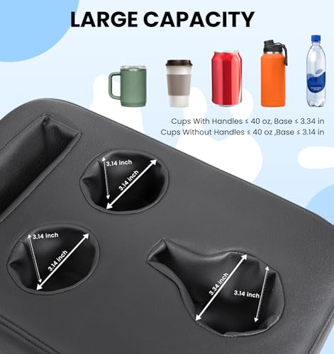 Back Seat Cup Holder for Car, PU Leather Couch Sofa Bed Boat Cup Holder Tray, Organizer for Trucks, Minivans, SUVs, RVs, Vehicles, Holds Drinks, Remote, Snacks, with Side Pockets - color: Side Pockets